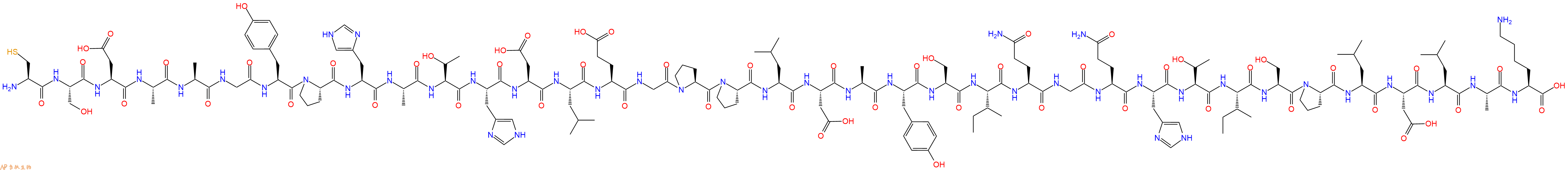 专肽生物产品H2N-Cys-Ser-Asp-Ala-Ala-Gly-Tyr-Pro-His-Ala-Thr-His-Asp-Leu-Glu-Gly-Pro-Pro-Leu-Asp-Ala-Tyr-Ser-Ile-Gln-Gly-Gln-His-Thr-Ile-Ser-Pro-Leu-Asp-Leu-Ala-Lys-OH