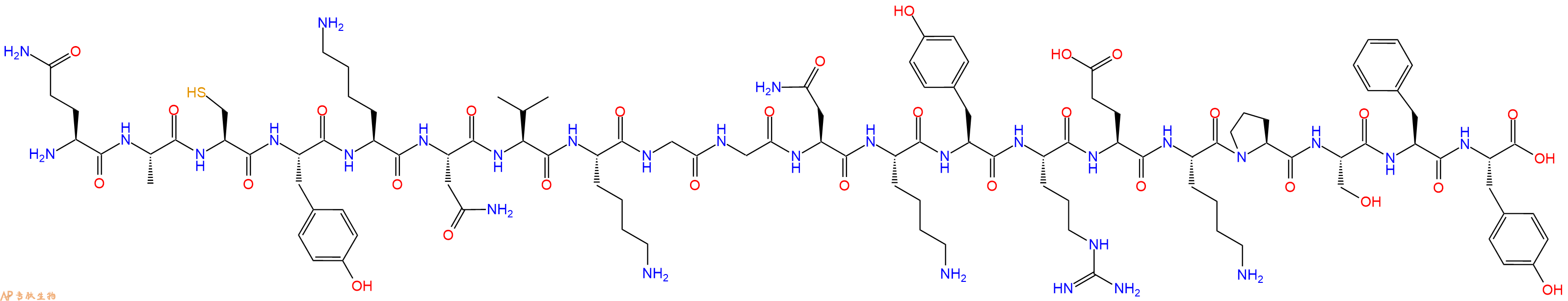 专肽生物产品H2N-Gln-Ala-Cys-Tyr-Lys-Asn-Val-Lys-Gly-Gly-Asn-Lys-Tyr-Arg-Glu-Lys-Pro-Ser-Phe-Tyr-OH