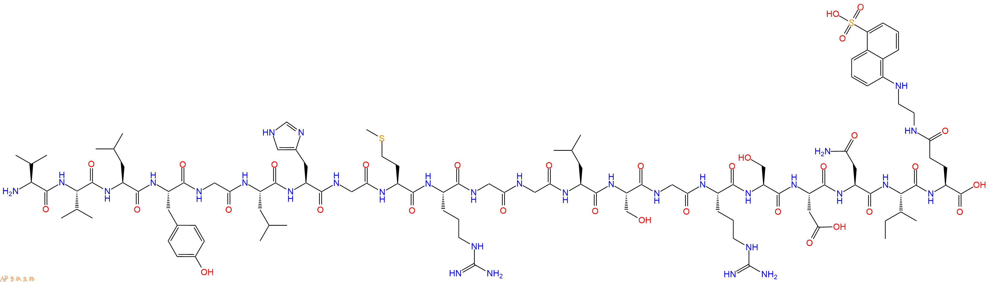 专肽生物产品H2N-Val-Val-Leu-Tyr-Gly-Leu-His-Gly-Met-Arg-Gly-Gly-Leu-Ser-Gly-Arg-Ser-Asp-Asn-Ile-Glu(Edans)-OH