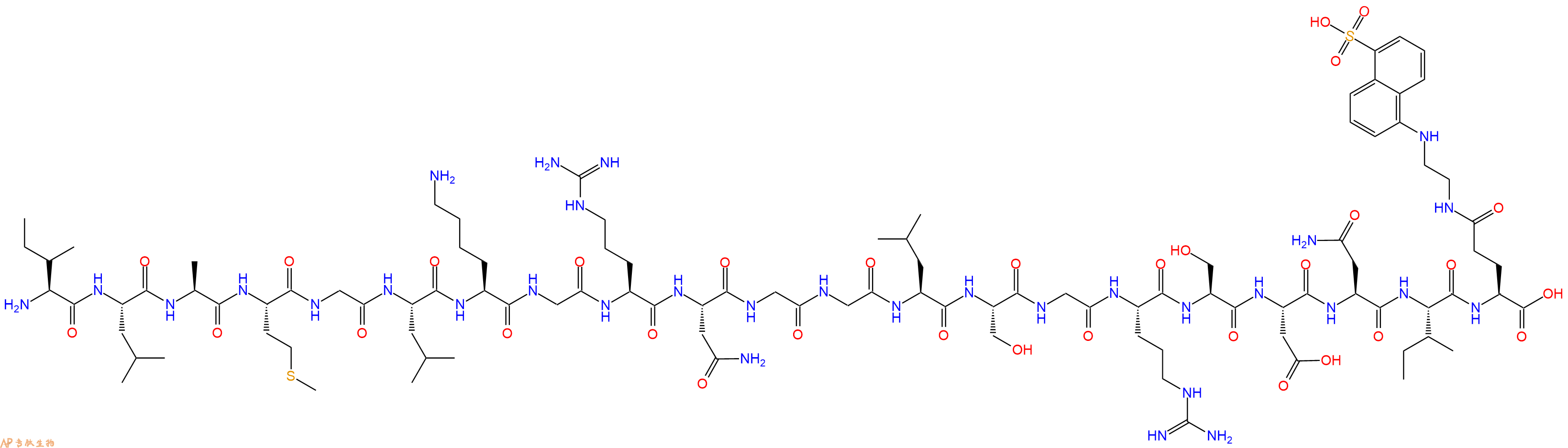 专肽生物产品H2N-Ile-Leu-Ala-Met-Gly-Leu-Lys-Gly-Arg-Asn-Gly-Gly-Leu-Ser-Gly-Arg-Ser-Asp-Asn-Ile-Glu(Edans)-OH