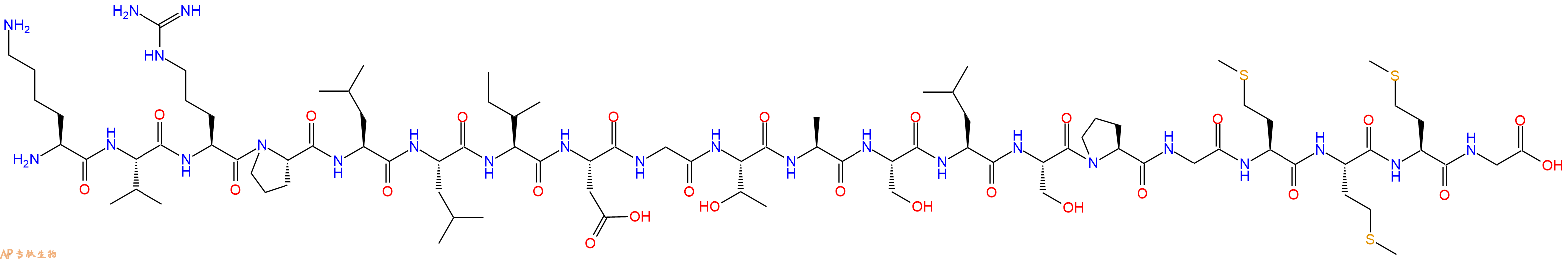 专肽生物产品H2N-Lys-Val-Arg-Pro-Leu-Leu-Ile-Asp-Gly-Thr-Ala-Ser-Leu-Ser-Pro-Gly-Met-Met-Met-Gly-OH