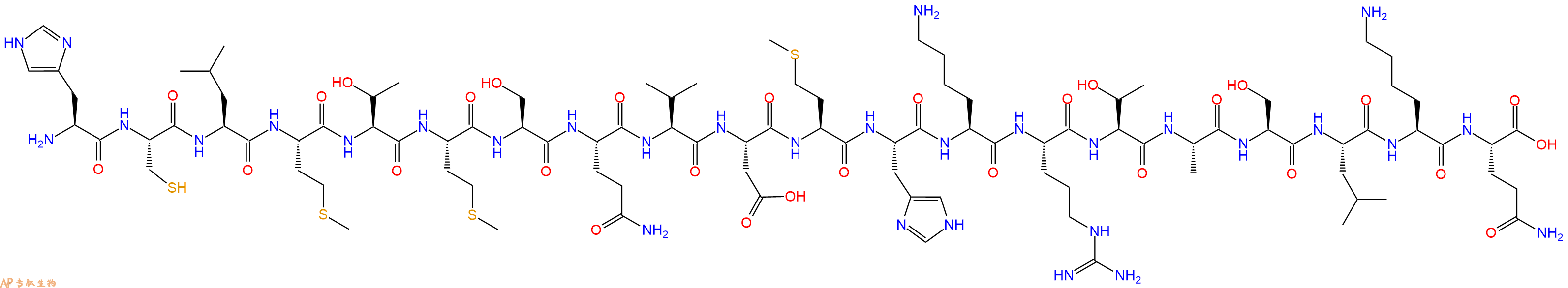 专肽生物产品H2N-His-Cys-Leu-Met-Thr-Met-Ser-Gln-Val-Asp-Met-His-Lys-Arg-Thr-Ala-Ser-Leu-Lys-Gln-OH