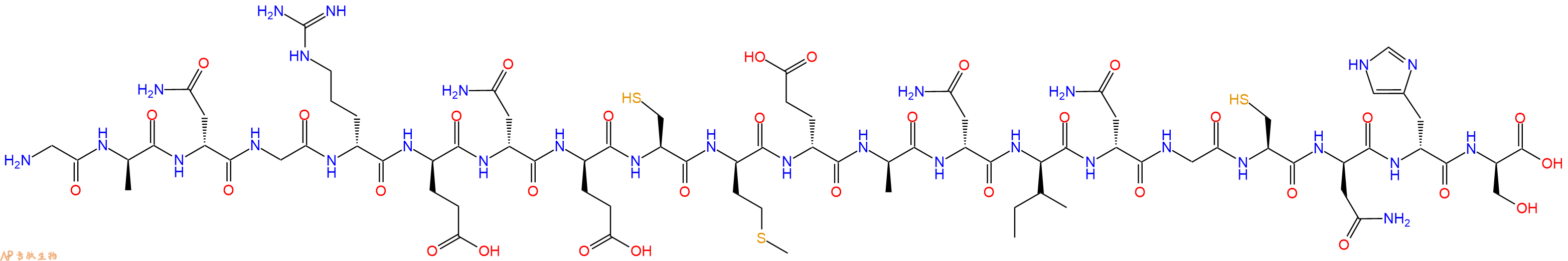 专肽生物产品H2N-Gly-DAla-DAsn-Gly-DArg-DGlu-DAsn-DGlu-Cys-DMet-DGlu-DAla-DAsn-DIle-DAsn-Gly-Cys-DAsn-DHis-DSer-OH