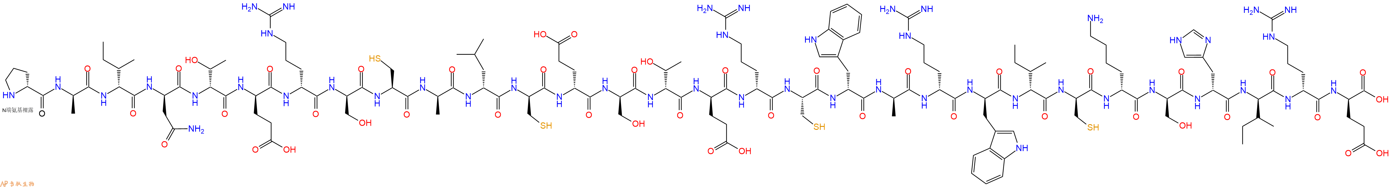 专肽生物产品H2N-DPro-DAla-DIle-DAsn-DThr-DGlu-DArg-DSer-Cys-DAla-DLeu-DCys-DGlu-DSer-DThr-DGlu-DArg-Cys-DTrp-DAla-DArg-DTrp-DIle-DCys-DLys-DSer-DHis-DIle-DArg-DGlu-OH