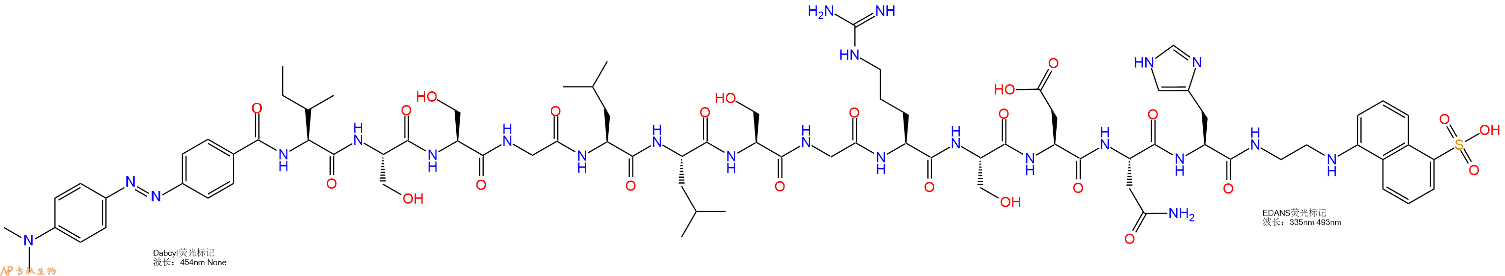 专肽生物产品DABCYL-Ile-Ser-Ser-Gly-Leu-Leu-Ser-Gly-Arg-Ser-Asp-Asn-His-EDANS