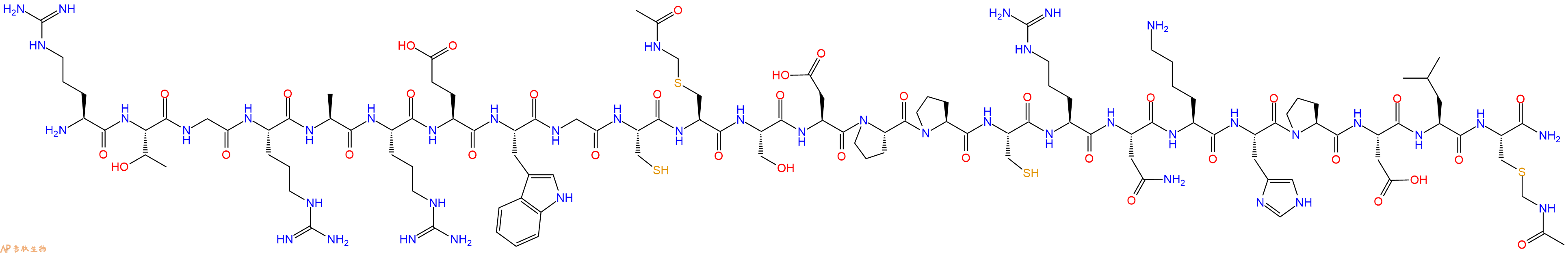 专肽生物产品H2N-Arg-Thr-Gly-Arg-Ala-Arg-Glu-Trp-Gly-Cys-Cys(Acm)-Ser-Asp-Pro-Pro-Cys-Arg-Asn-Lys-His-Pro-Asp-Leu-Cys(Acm)-CONH2