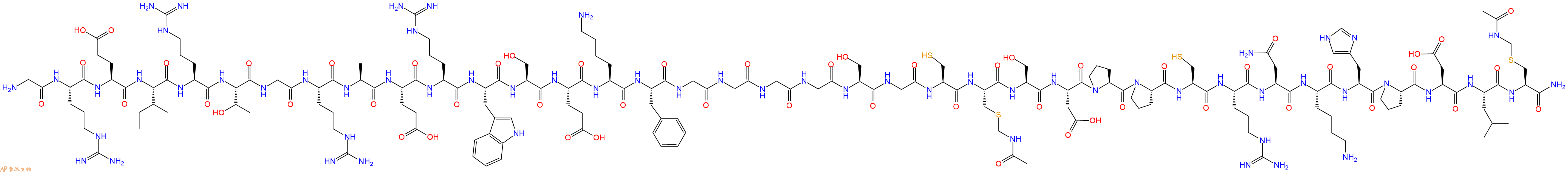 专肽生物产品H2N-Gly-Arg-Glu-Ile-Arg-Thr-Gly-Arg-Ala-Glu-Arg-Trp-Ser-Glu-Lys-Phe-Gly-Gly-Gly-Gly-Ser-Gly-Cys-Cys(Acm)-Ser-Asp-Pro-Pro-Cys-Arg-Asn-Lys-His-Pro-Asp-Leu-Cys(Acm)-CONH2