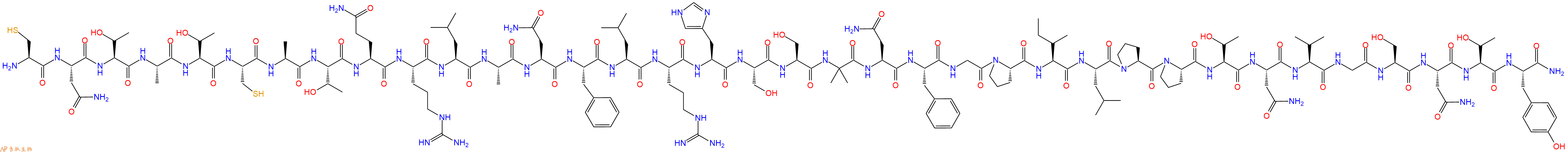 专肽生物产品H2N-Cys-Asn-Thr-Ala-Thr-Cys-Ala-Thr-Gln-Arg-Leu-Ala-Asn-Phe-Leu-Arg-His-Ser-Ser-Aib-Asn-Phe-Gly-Pro-Ile-Leu-Pro-Pro-Thr-Asn-Val-Gly-Ser-Asn-Thr-Tyr-CONH2