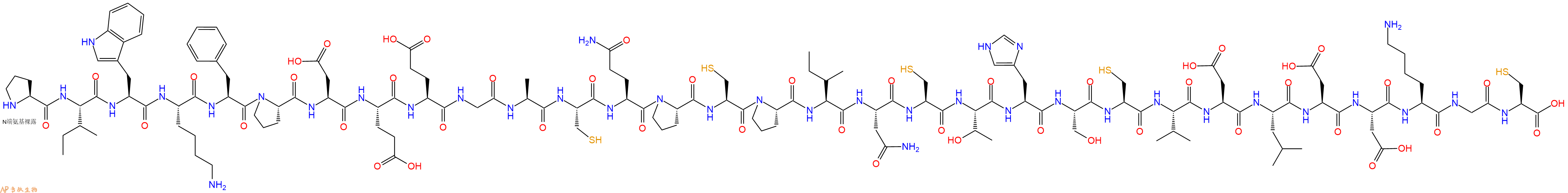 专肽生物产品H2N-Pro-Ile-Trp-Lys-Phe-Pro-Asp-Glu-Glu-Gly-Ala-Cys-Gln-Pro-Cys-Pro-Ile-Asn-Cys-Thr-His-Ser-Cys-Val-Asp-Leu-Asp-Asp-Lys-Gly-Cys-OH