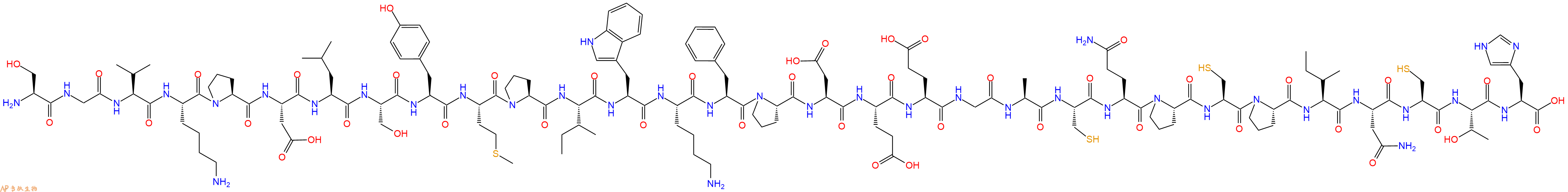 专肽生物产品H2N-Ser-Gly-Val-Lys-Pro-Asp-Leu-Ser-Tyr-Met-Pro-Ile-Trp-Lys-Phe-Pro-Asp-Glu-Glu-Gly-Ala-Cys-Gln-Pro-Cys-Pro-Ile-Asn-Cys-Thr-His-OH