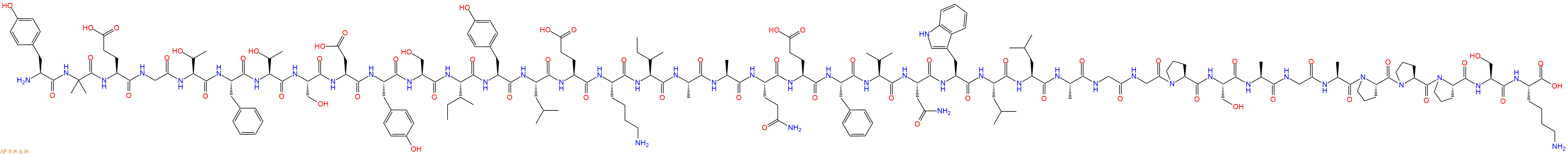 专肽生物产品H2N-Tyr-Aib-Glu-Gly-Thr-Phe-Thr-Ser-Asp-Tyr-Ser-Ile-Tyr-Leu-Glu-Lys-Ile-Ala-Ala-Gln-Glu-Phe-Val-Asn-Trp-Leu-Leu-Ala-Gly-Gly-Pro-Ser-Ala-Gly-Ala-Pro-Pro-Pro-Ser-Lys-OH