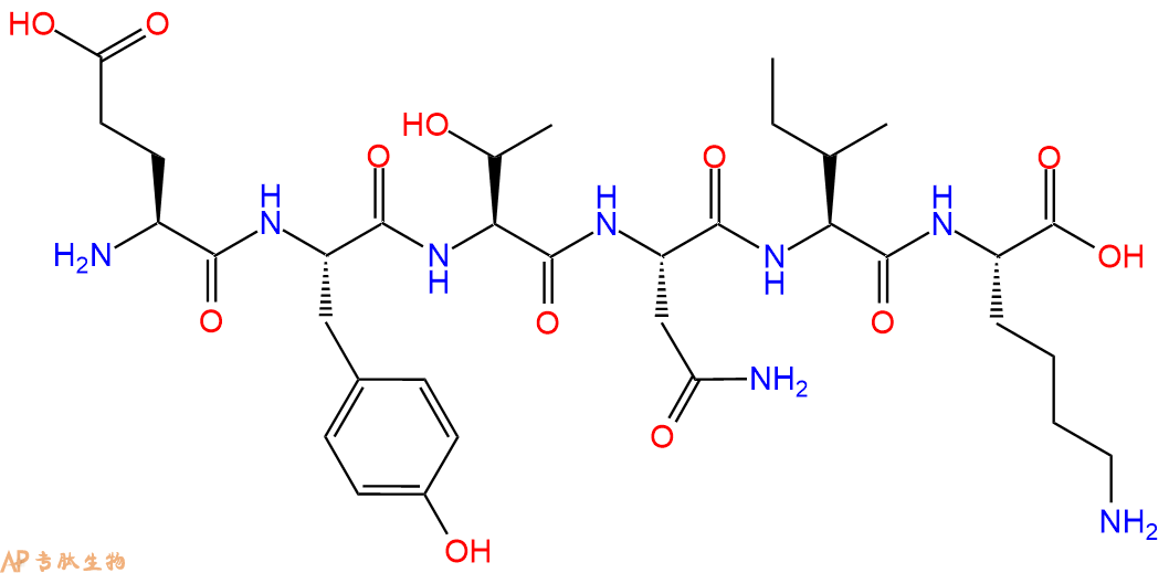 专肽生物产品H2N-Glu-Tyr-Thr-Asn-Ile-Lys-OH