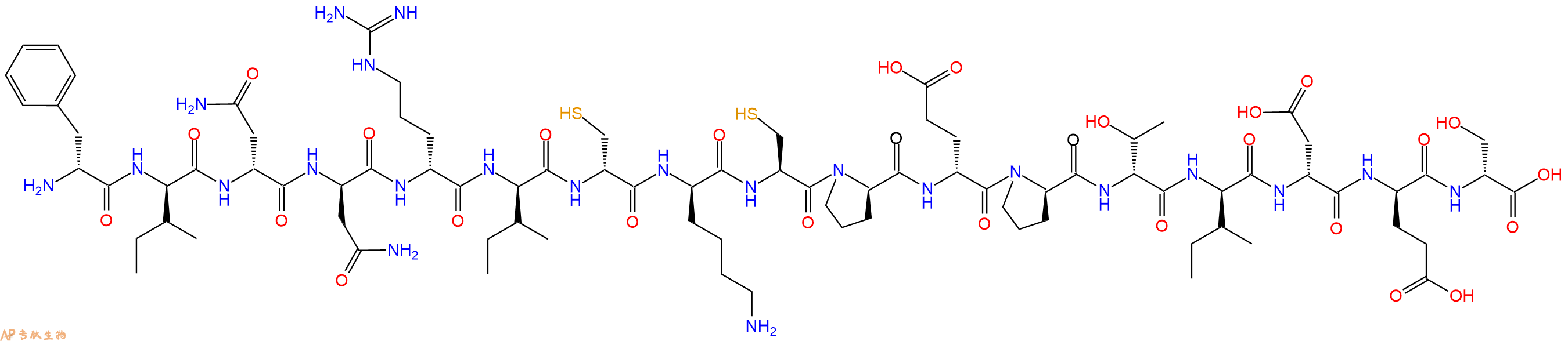 专肽生物产品H2N-DPhe-DIle-DAsn-DAsn-DArg-DIle-DCys-DLys-Cys-DPro-DGlu-DPro-DThr-DIle-DAsp-DGlu-DSer-OH