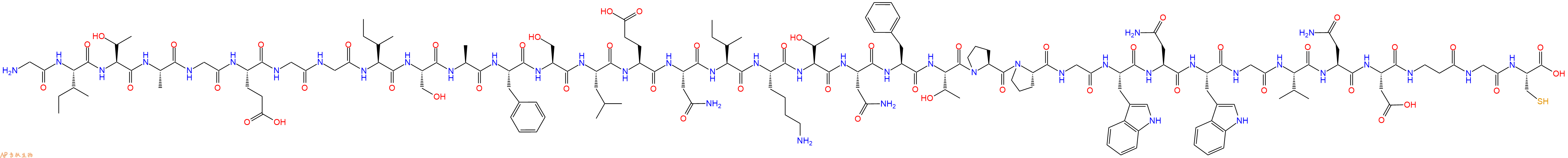 专肽生物产品H2N-Gly-Ile-Thr-Ala-Gly-Glu-Gly-Gly-Ile-Ser-Ala-Phe-Ser-Leu-Glu-Asn-Ile-Lys-Thr-Asn-Phe-Thr-Pro-Pro-Gly-Trp-Asn-Trp-Gly-Val-Asn-Asp-&beta;Ala-Gly-Cys-OH