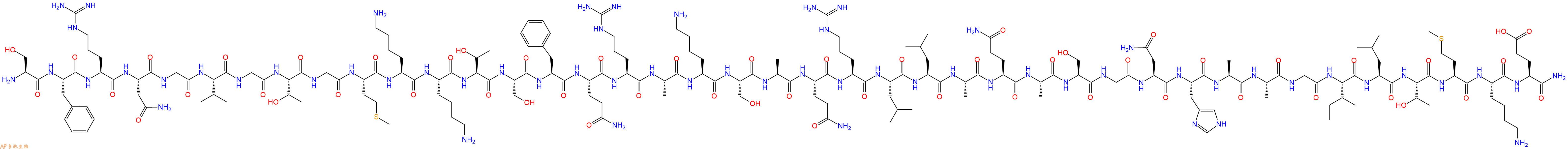 专肽生物产品H2N-Ser-Phe-Arg-Asn-Gly-Val-Gly-Thr-Gly-Met-Lys-Lys-Thr-Ser-Phe-Gln-Arg-Ala-Lys-Ser-Ala-Gln-Arg-Leu-Leu-Ala-Gln-Ala-Ser-Gly-Asn-His-Ala-Ala-Gly-Ile-Leu-Thr-Met-Lys-Glu-CONH2