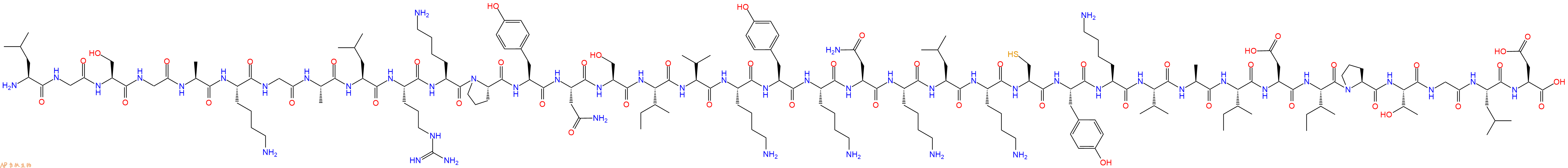专肽生物产品H2N-Leu-Gly-Ser-Gly-Ala-Lys-Gly-Ala-Leu-Arg-Lys-Pro-Tyr-Asn-Ser-Ile-Val-Lys-Tyr-Lys-Asn-Lys-Leu-Lys-Cys-Tyr-Lys-Val-Ala-Ile-Asp-Ile-Pro-Thr-Gly-Leu-Asp-OH