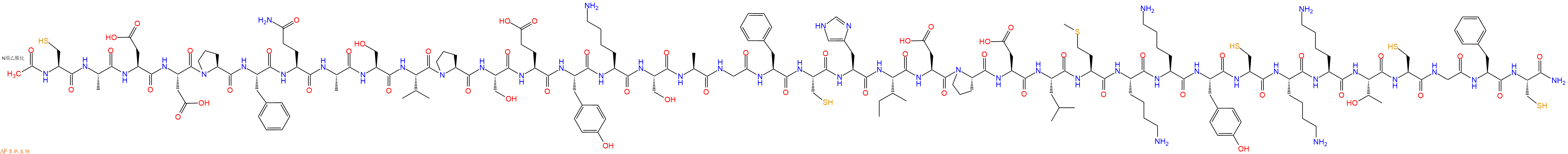 专肽生物产品Ac-Cys-Ala-Asp-Asp-Pro-Phe-Gln-Ala-Ser-Val-Pro-Ser-Glu-Tyr-Lys-Ser-Ala-Gly-Phe-Cys-His-Ile-Asp-Pro-Asp-Leu-Met-Lys-Lys-Tyr-Cys-Lys-Lys-Thr-Cys-Gly-Phe-Cys-CONH2