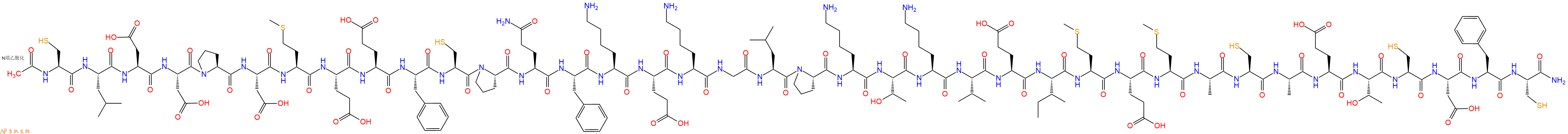 专肽生物产品Ac-Cys-Leu-Asp-Asp-Pro-Asp-Met-Glu-Glu-Phe-Cys-Pro-Gln-Phe-Lys-Glu-Lys-Gly-Leu-Pro-Lys-Thr-Lys-Val-Glu-Ile-Met-Glu-Met-Ala-Cys-Ala-Glu-Thr-Cys-Asp-Phe-Cys-CONH2