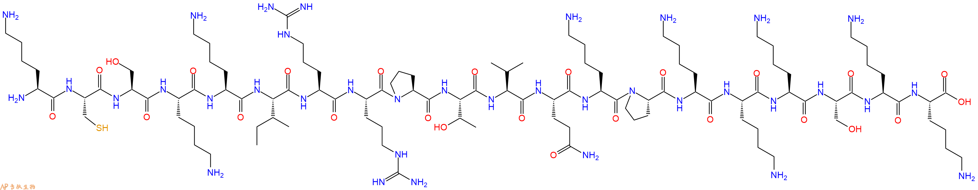 专肽生物产品H2N-Lys-Cys-Ser-Lys-Lys-Ile-Arg-Arg-Pro-Thr-Val-Gln-Lys-Pro-Lys-Lys-Lys-Ser-Lys-Lys-OH