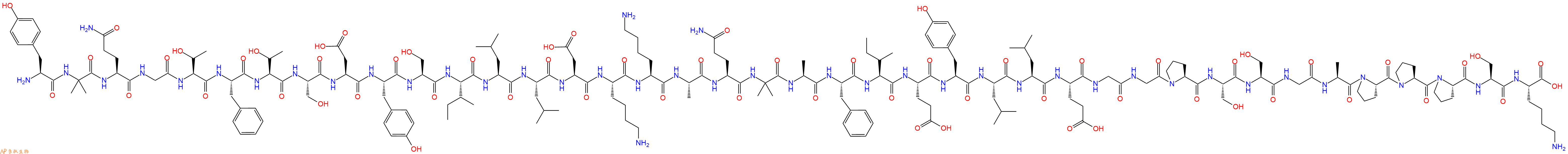 专肽生物产品H2N-Tyr-Aib-Gln-Gly-Thr-Phe-Thr-Ser-Asp-Tyr-Ser-Ile-Leu-Leu-Asp-Lys-Lys-Ala-Gln-Aib-Ala-Phe-Ile-Glu-Tyr-Leu-Leu-Glu-Gly-Gly-Pro-Ser-Ser-Gly-Ala-Pro-Pro-Pro-Ser-Lys-OH