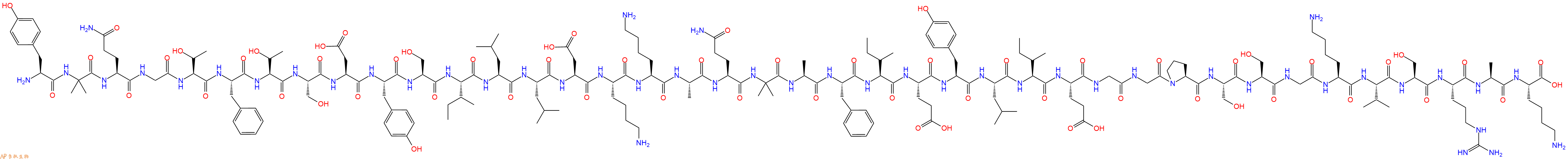 专肽生物产品H2N-Tyr-Aib-Gln-Gly-Thr-Phe-Thr-Ser-Asp-Tyr-Ser-Ile-Leu-Leu-Asp-Lys-Lys-Ala-Gln-Aib-Ala-Phe-Ile-Glu-Tyr-Leu-Ile-Glu-Gly-Gly-Pro-Ser-Ser-Gly-Lys-Val-Ser-Arg-Ala-Lys-OH