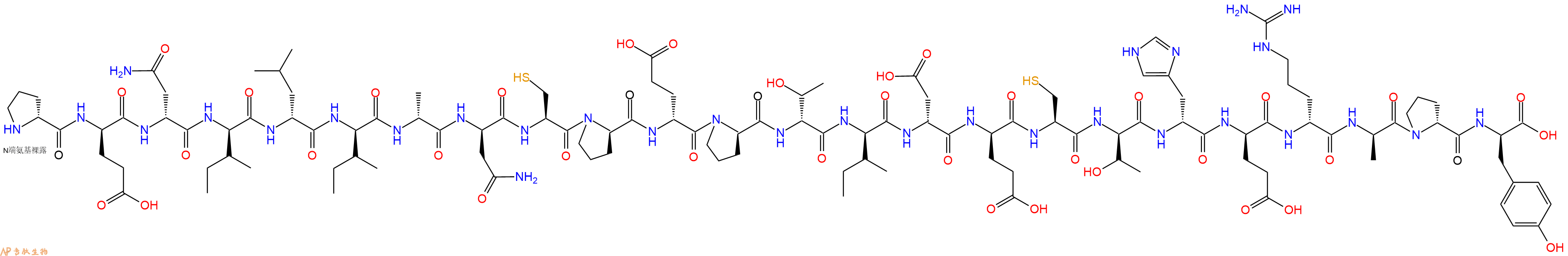 专肽生物产品H2N-DPro-DGlu-DAsn-DIle-DLeu-DIle-DAla-DAsn-Cys-DPro-DGlu-DPro-DThr-DIle-DAsp-DGlu-Cys-DThr-DHis-DGlu-DArg-DAla-DPro-DTyr-OH