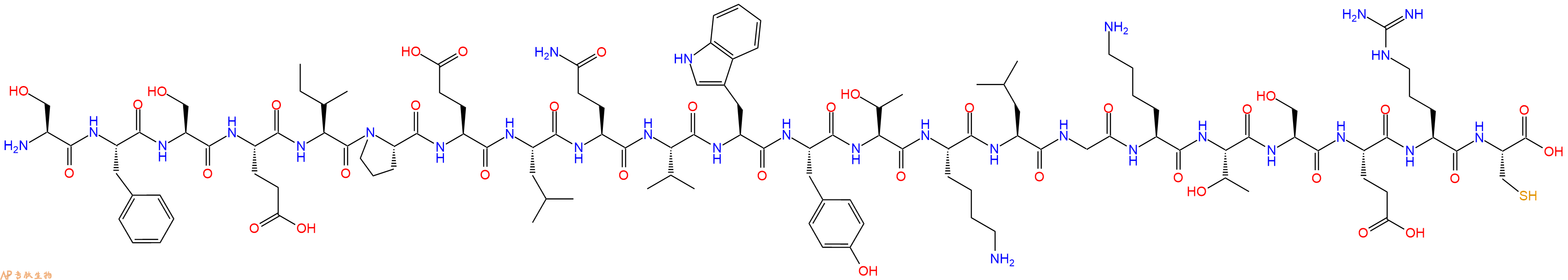 专肽生物产品H2N-Ser-Phe-Ser-Glu-Ile-Pro-Glu-Leu-Gln-Val-Trp-Tyr-Thr-Lys-Leu-Gly-Lys-Thr-Ser-Glu-Arg-Cys-OH