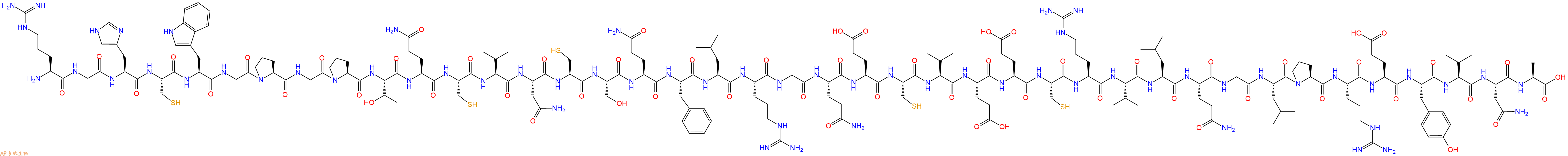 专肽生物产品H2N-Arg-Gly-His-Cys-Trp-Gly-Pro-Gly-Pro-Thr-Gln-Cys-Val-Asn-Cys-Ser-Gln-Phe-Leu-Arg-Gly-Gln-Glu-Cys-Val-Glu-Glu-Cys-Arg-Val-Leu-Gln-Gly-Leu-Pro-Arg-Glu-Tyr-Val-Asn-Ala-OH