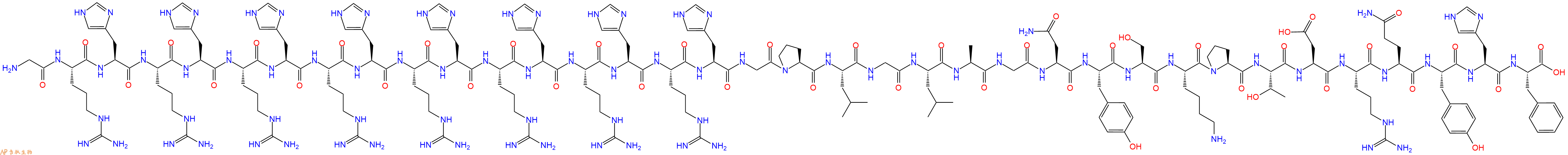 专肽生物产品H2N-Gly-Arg-His-Arg-His-Arg-His-Arg-His-Arg-His-Arg-His-Arg-His-Arg-His-Gly-Pro-Leu-Gly-Leu-Ala-Gly-Asn-Tyr-Ser-Lys-Pro-Thr-Asp-Arg-Gln-Tyr-His-Phe-OH