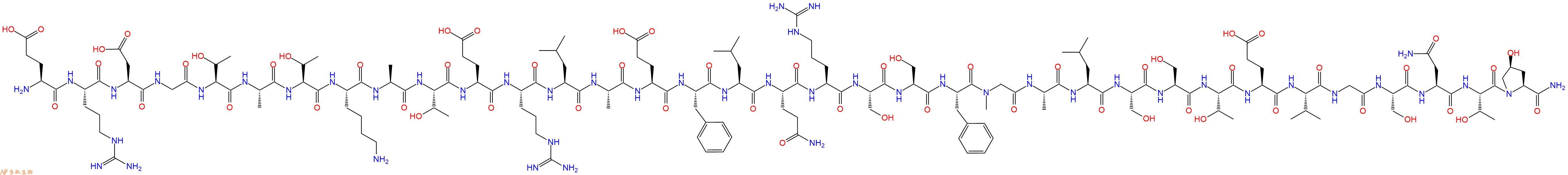 专肽生物产品H2N-Glu-Arg-Asp-Gly-Thr-Ala-Thr-Lys-Ala-Thr-Glu-Arg-Leu-Ala-Glu-Phe-Leu-Gln-Arg-Ser-Ser-Phe-Sar-Ala-Leu-Ser-Ser-Thr-Glu-Val-Gly-Ser-Asn-Thr-Hyp-CONH2