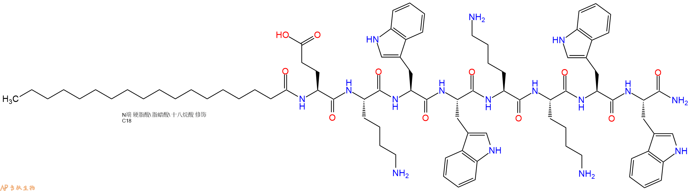 专肽生物产品Stearoyl-Glu-Lys-Trp-Trp-Lys-Lys-Trp-Trp-CONH2