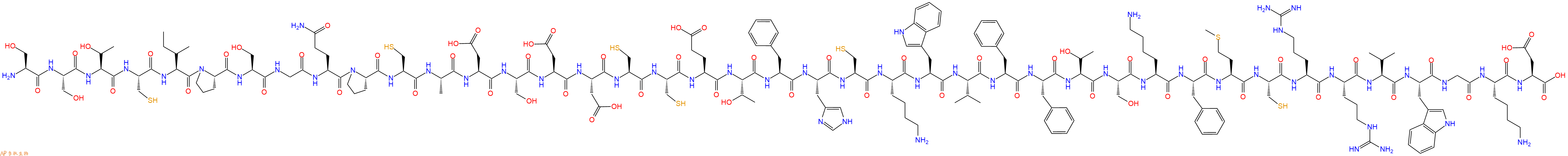 专肽生物产品H2N-Ser-Ser-Thr-Cys-Ile-Pro-Ser-Gly-Gln-Pro-Cys-Ala-Asp-Ser-Asp-Asp-Cys-Cys-Glu-Thr-Phe-His-Cys-Lys-Trp-Val-Phe-Phe-Thr-Ser-Lys-Phe-Met-Cys-Arg-Arg-Val-Trp-Gly-Lys-Asp-OH