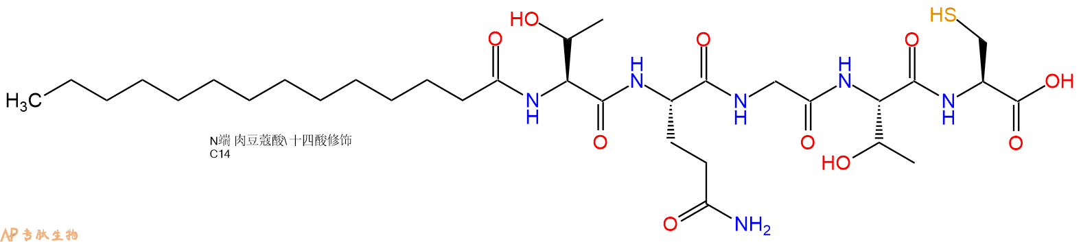 专肽生物产品Myristicacid-Thr-Gln-Gly-Thr-Cys-OH