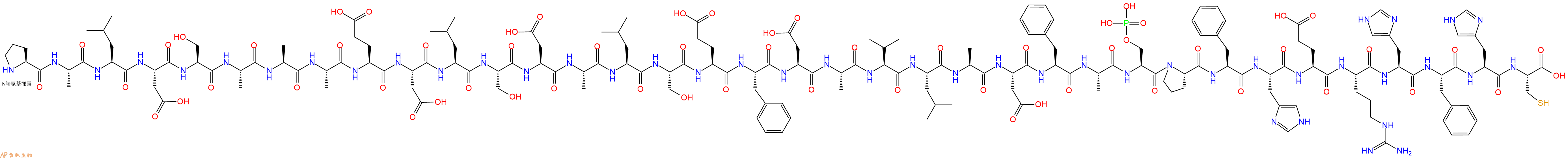 专肽生物产品H2N-Pro-Ala-Leu-Asp-Ser-Ala-Ala-Ala-Glu-Asp-Leu-Ser-Asp-Ala-Leu-Ser-Glu-Phe-Asp-Ala-Val-Leu-Ala-Asp-Phe-Ala-Ser(PO3H2)-Pro-Phe-His-Glu-Arg-His-Phe-His-Cys-OH
