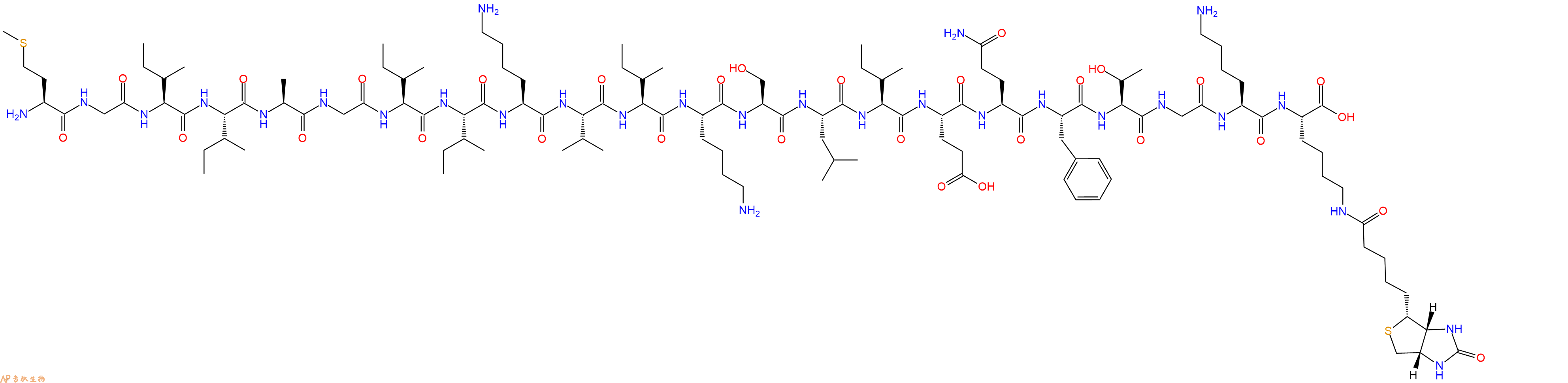 专肽生物产品H2N-Met-Gly-Ile-Ile-Ala-Gly-Ile-Ile-Lys-Val-Ile-Lys-Ser-Leu-Ile-Glu-Gln-Phe-Thr-Gly-Lys-Lys(Biotin)-OH