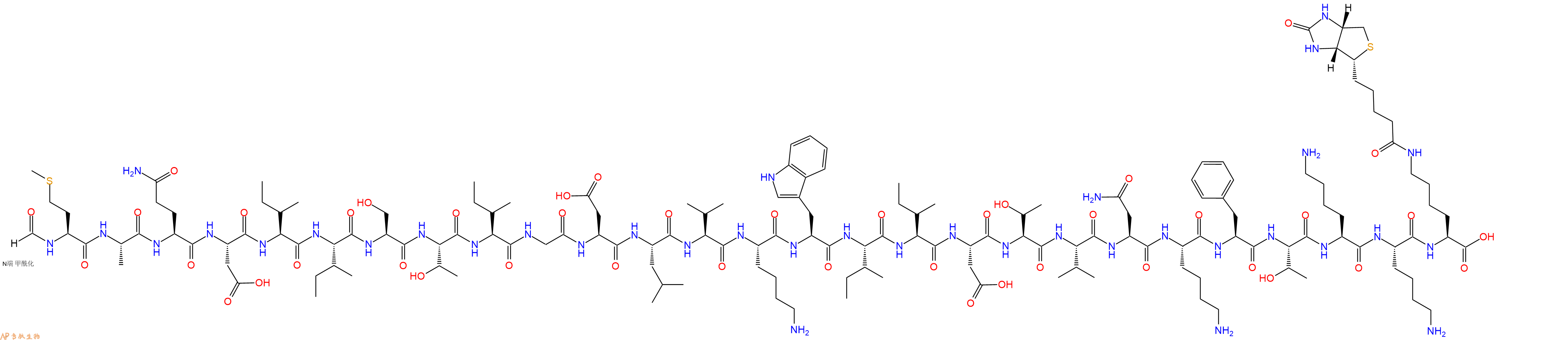 专肽生物产品For-Met-Ala-Gln-Asp-Ile-Ile-Ser-Thr-Ile-Gly-Asp-Leu-Val-Lys-Trp-Ile-Ile-Asp-Thr-Val-Asn-Lys-Phe-Thr-Lys-Lys-Lys(Biotin)-OH