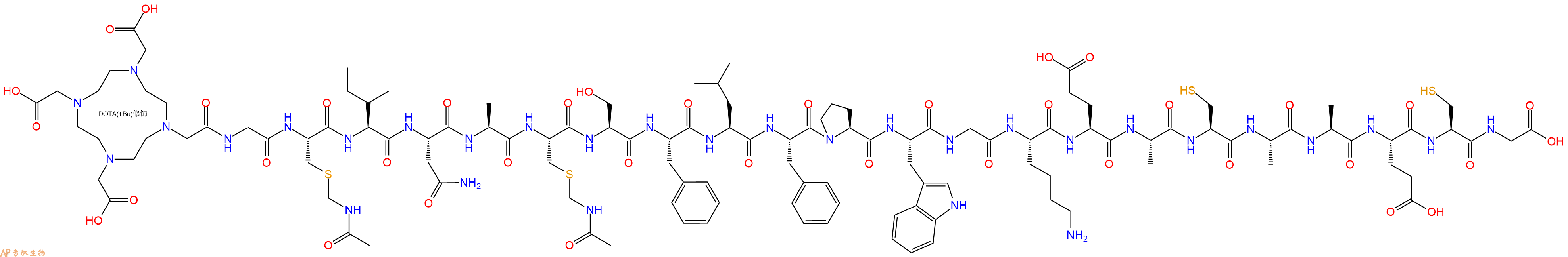 专肽生物产品DOTA-Gly-Cys(Acm)-Ile-Asn-Ala-Cys(Acm)-Ser-Phe-Leu-Phe-Pro-Trp-Gly-Lys-Glu-Ala-Cys-Ala-Ala-Glu-Cys-Gly-OH