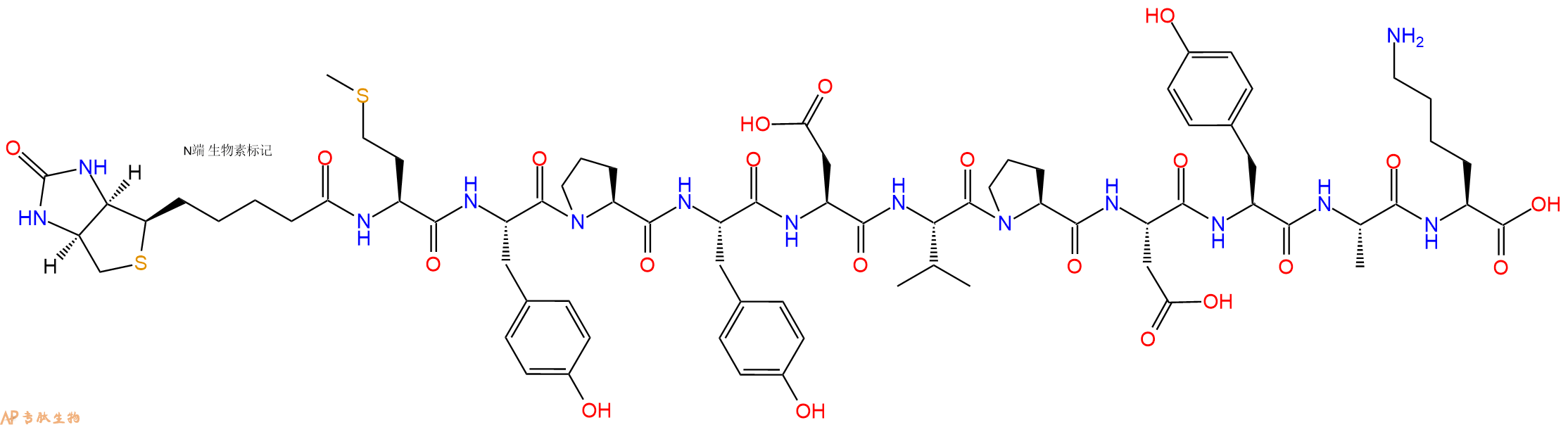 专肽生物产品Biotinyl-Met-Tyr-Pro-Tyr-Asp-Val-Pro-Asp-Tyr-Ala-Lys-OH