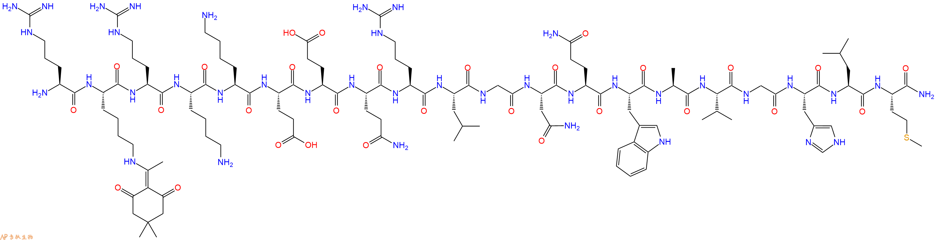 专肽生物产品H2N-Arg-Lys(Dde)-Arg-Lys-Lys-Glu-Glu-Gln-Arg-Leu-Gly-Asn-Gln-Trp-Ala-Val-Gly-His-Leu-Met-CONH2