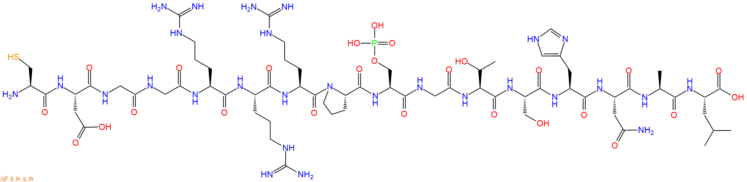 专肽生物产品H2N-Cys-Asp-Gly-Gly-Arg-Arg-Arg-Pro-Ser(PO3H2)-Gly-Thr-Ser-His-Asn-Ala-Leu-OH