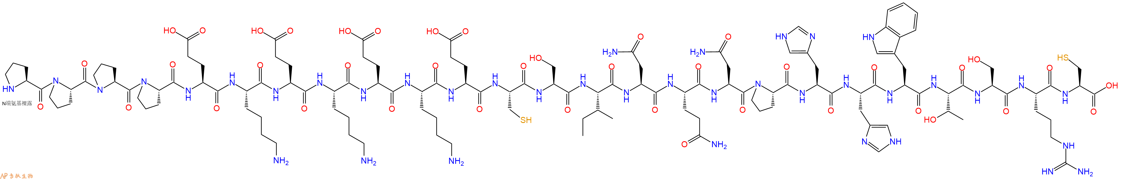 专肽生物产品H2N-Pro-Pro-Pro-Pro-Glu-Lys-Glu-Lys-Glu-Lys-Glu-Cys-Ser-Ile-Asn-Gln-Asn-Pro-His-His-Trp-Thr-Ser-Arg-Cys-OH