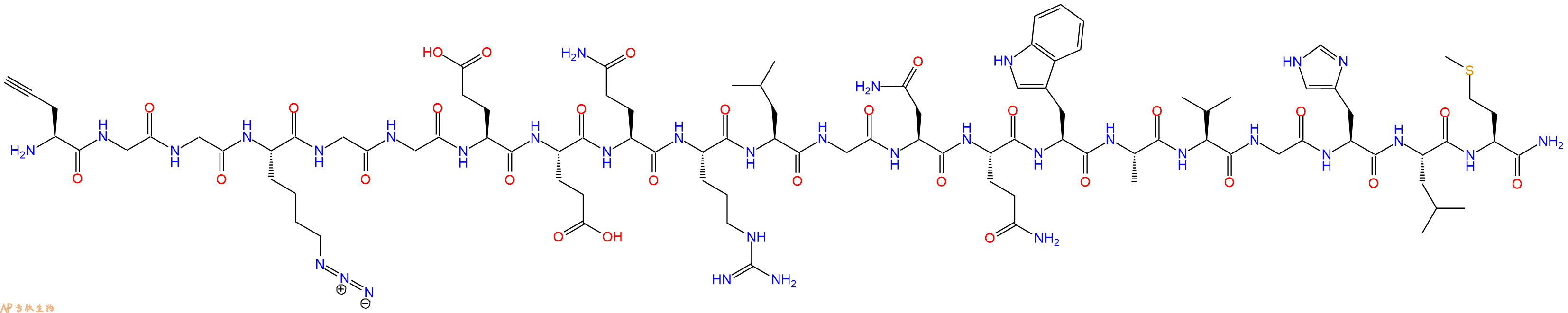 专肽生物产品H2N-Pra-Gly-Gly-Lys(N3)-Gly-Gly-Glu-Glu-Gln-Arg-Leu-Gly-Asn-Gln-Trp-Ala-Val-Gly-His-Leu-Met-CONH2