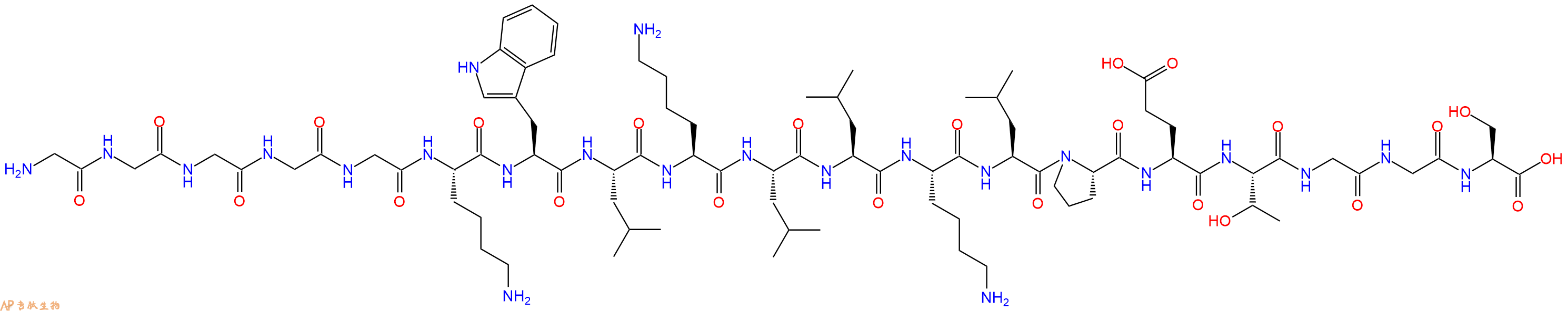 专肽生物产品H2N-Gly-Gly-Gly-Gly-Gly-Lys-Trp-Leu-Lys-Leu-Leu-Lys-Leu-Pro-Glu-Thr-Gly-Gly-Ser-OH