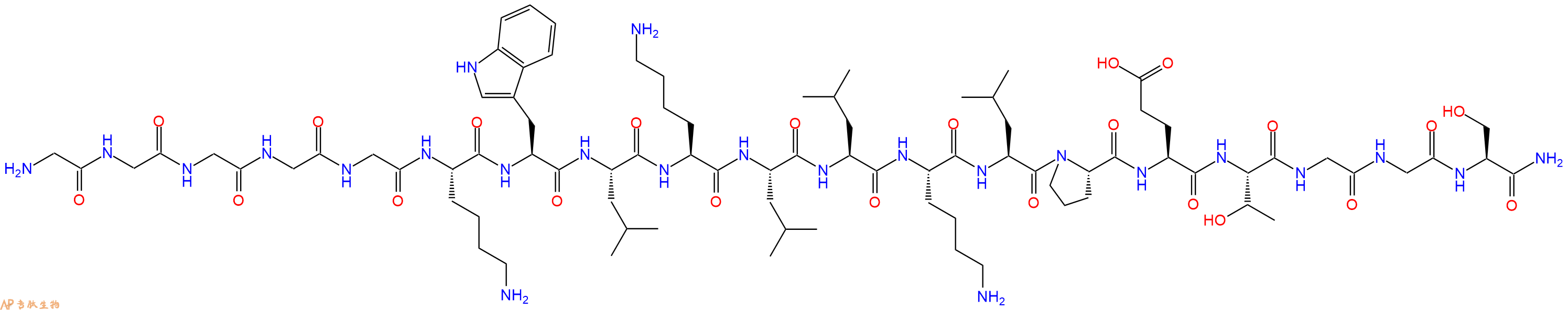 专肽生物产品H2N-Gly-Gly-Gly-Gly-Gly-Lys-Trp-Leu-Lys-Leu-Leu-Lys-Leu-Pro-Glu-Thr-Gly-Gly-Ser-CONH2
