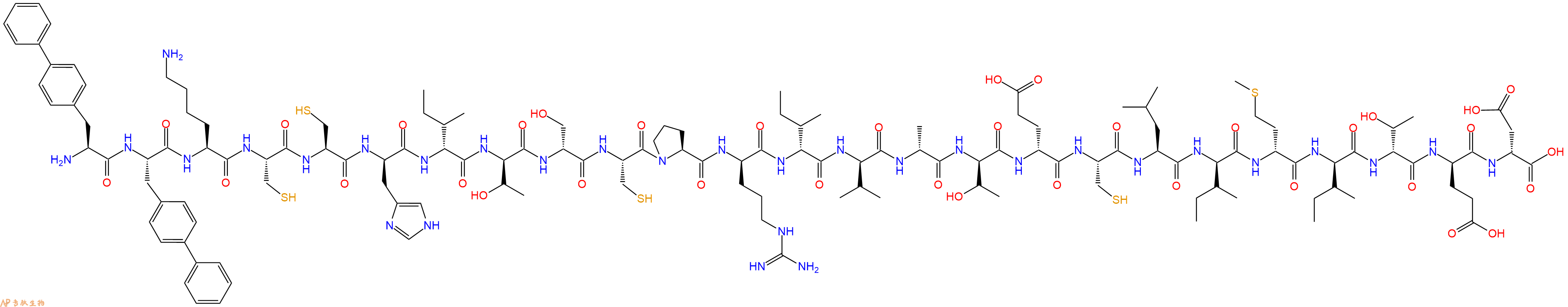 专肽生物产品H2N-Bip-Bip-Lys-Cys-Cys-DHis-DIle-DThr-DSer-Cys-Pro-DArg-DIle-DVal-DAla-DThr-DGlu-Cys-Leu-DIle-DMet-DIle-DThr-DGlu-DAsp-OH