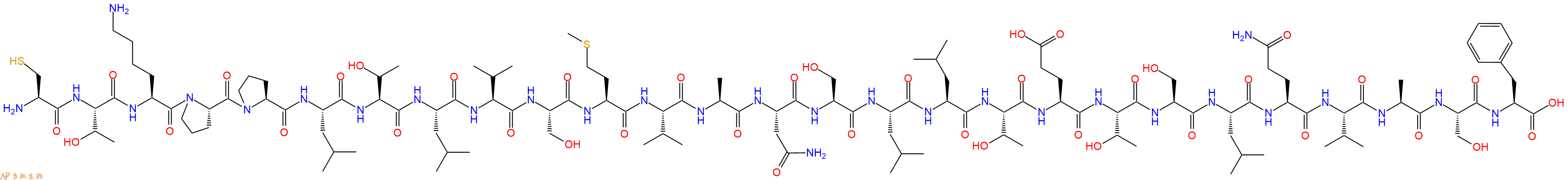 专肽生物产品H2N-Cys-Thr-Lys-Pro-Pro-Leu-Thr-Leu-Val-Ser-Met-Val-Ala-Asn-Ser-Leu-Leu-Thr-Glu-Thr-Ser-Leu-Gln-Val-Ala-Ser-Phe-OH