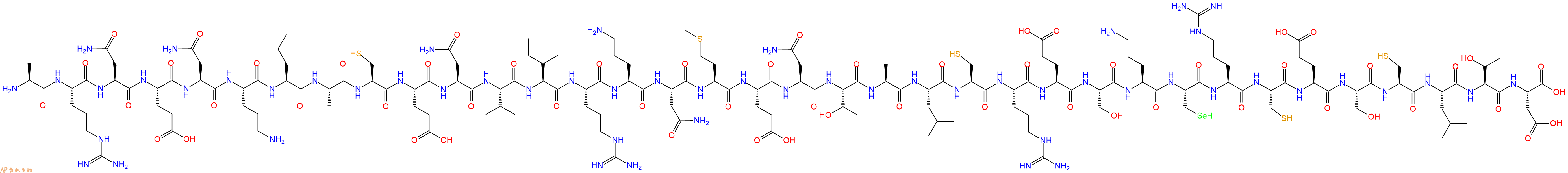 专肽生物产品H2N-Ala-Arg-Asn-Glu-Asn-Orn-Leu-Ala-Cys-Glu-Asn-Val-Ile-Arg-Orn-Asn-Met-Glu-Asn-Thr-Ala-Leu-Cys-Arg-Glu-Ser-Orn-Sec-Arg-Cys-Glu-Ser-Cys-Leu-Thr-Asp-OH