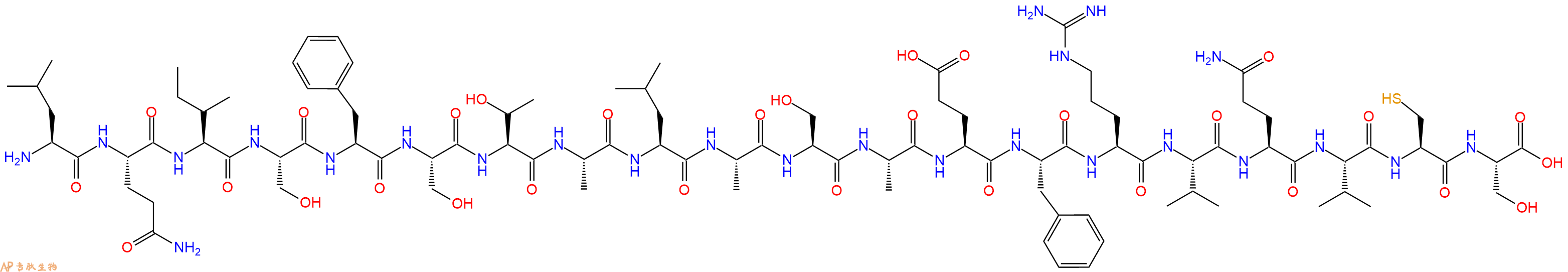 专肽生物产品H2N-Leu-Gln-Ile-Ser-Phe-Ser-Thr-Ala-Leu-Ala-Ser-Ala-Glu-Phe-Arg-Val-Gln-Val-Cys-Ser-OH