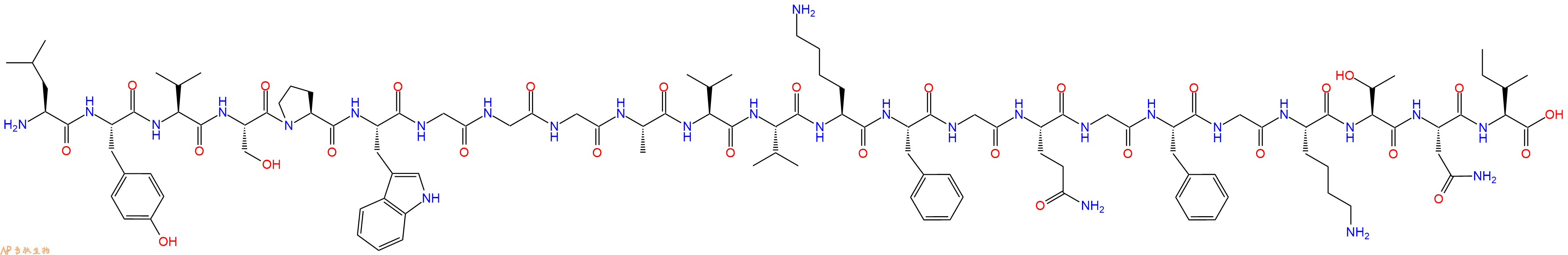 专肽生物产品H2N-Leu-Tyr-Val-Ser-Pro-Trp-Gly-Gly-Gly-Ala-Val-Val-Lys-Phe-Gly-Gln-Gly-Phe-Gly-Lys-Thr-Asn-Ile-OH