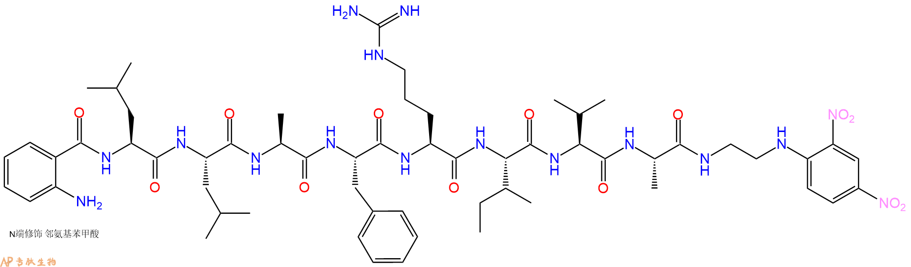 专肽生物产品Abz-Leu-Leu-Ala-Phe-Arg-Ile-Val-Ala-EDDnp